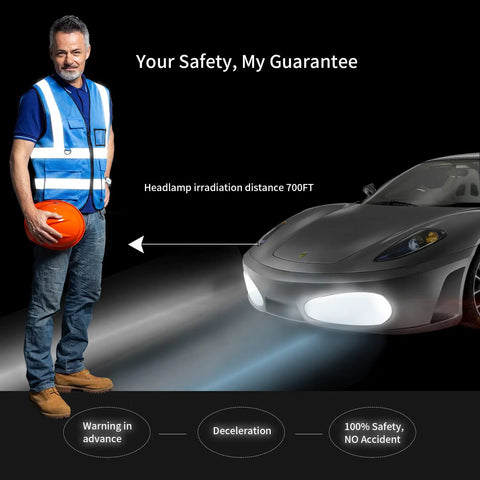 High Visibility Safety Vest With Slick Reflective Strips And Deep Pockets Bright Blue Large Size Ultra Breathable Knit Mesh Zip Front Grab And Go Job Site Hustle Ready All Day Comfort