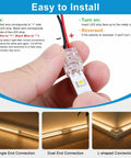 Twenty Pack 8Mm Two Pin Solderless Led Strip To Wire Connectors Snap And Go Transparent Adapters, showing installation methods for easy hookup.