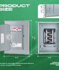 Pro Style 12 Space Circuit Breaker Panel 125 Amp Indoor Load Center With Main Lug Steel Enclosure dimensions and layout diagram.
