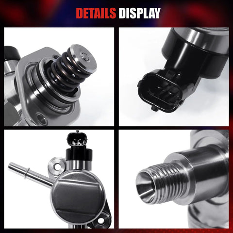 High Pressure Fuel Pump Replacement For Chevrolet Equinox Malibu Impala Captiva Sport GMC Terrain Buick LaCrosse Verano Regal 2010 2017 OE Style GDP103 Plug And Play Durable Easy Install Reliable Fuel Delivery Upgrade - details display of pump components and fittings.