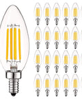 Vintage Style LED Candelabra Bulbs 60W Equivalent 550 Lumens 3000K Soft White Dimmable Filament Clear Glass E12 Base Pack of 24