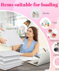 Woman holding 10x13 Inch Bubble Mailers White 25 Pack Poly Padded Waterproof Self Seal Cushioning Envelopes for shipping items.