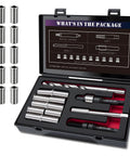 Pro Grade Heavy Duty Thread Repair Kit M11x1.25x28.2mm with stainless steel inserts, HSS drill, tap, and tools shown in case