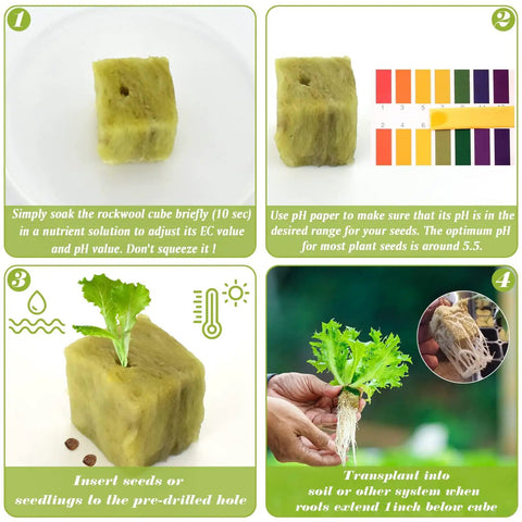 1 Inch Rockwool Cubes For Easy Seed Starting And Cloning In Hydroponics Soilless Grow Setup Plugs Seed Starters For Germination Of Cuttings And Seedlings With 2 Sheets And 100 Pieces