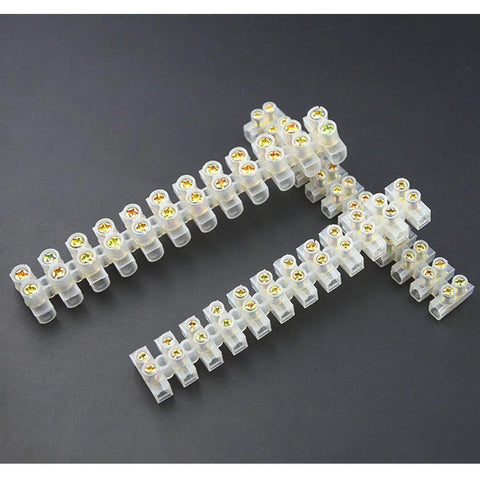 Six Pack 12 Position Double Row Terminal Block Set Flame Retardant Nylon Barrier Connector 6A 10A 20A Rated Two Row 380V