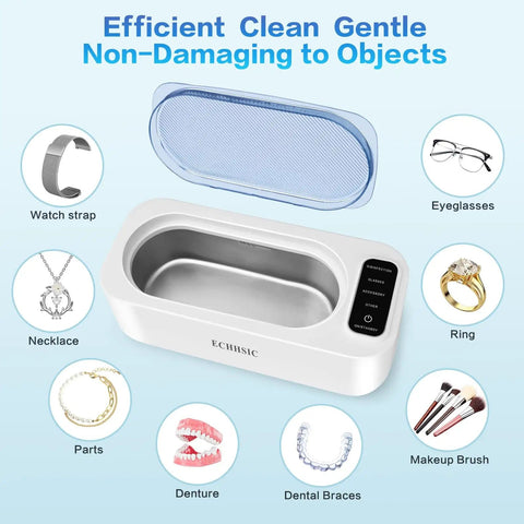 47000Hz Ultrasonic Jewelry Cleaning Machine For Rings Glasses Dentures And Watch Straps In A 304 Stainless Steel Tank with usage examples