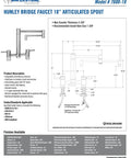 Straight Up Premium Matte White Bridge Faucet With A Solid 18 Inch Articulated Spout And Dual Handles That Bring Serious Style To Your Bathroom Vanity Setup, technical specifications and dimensions chart.