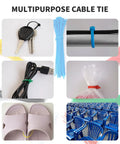 4 Inch White Nylon Zip Ties 100 Pack Self Locking Cable Ties For Indoor And Outdoor Use Heavy Duty Small Tie Straps Durable Weather Resistant Cable Management used in various applications including holding keys, cables, bags closed, and organizing chairs.