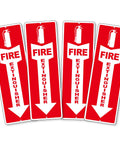 Four Pack Fire Extinguisher Signs, Self Adhesive Aluminum Safety Signs For Business, 12x4 Inches, Weather Resistant, Easy To Install, Red, Durable, High Visibility