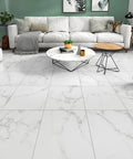 Living room with Peel And Stick Floor Tiles For Bathrooms Diy Friendly Waterproof Vinyl Marble Look 12x12 Inches 20 Self Adhesive Tiles Thick 1.6mm No Mess Easy Install White Marble Style Durable Floor Upgrade