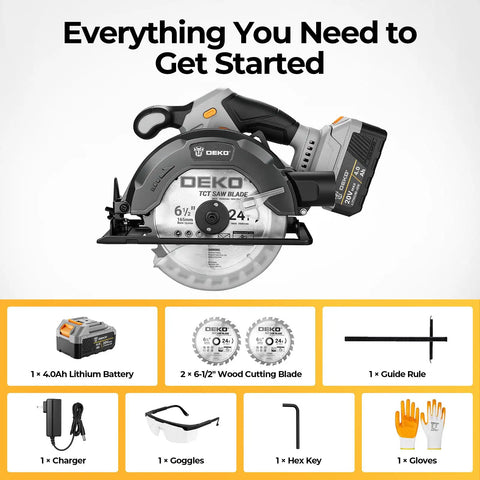 Heavy Duty 20V Cordless Circular Saw Arrives Loaded With Reliable Battery And Plug Pack Pushing A Robust 4500 Rpm No Load Speed, Fluid Bevel Swings, And Dead Center Cuts For Beat The Clock Builds with accessories.