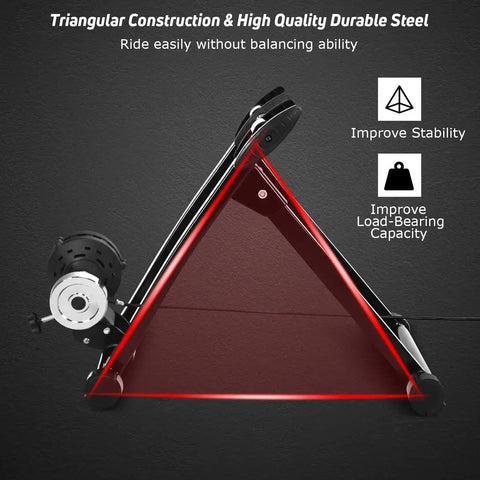 Indoor Bike Trainer Stand With Magnetic Flywheel For 26 To 28 Inch Road And Mountain Bikes showing triangular frame design