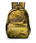 Mossy Forest Mushroom Printed Unisex Backpack Large Capacity Durable Polyester Daypack with nature scene print