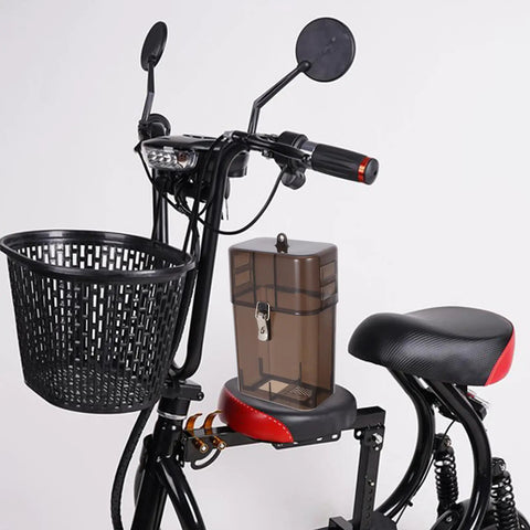 Heavy Duty Outdoor Ev Charger Socket Case Weatherproof Plug Protector Built Tough Rain Shield Box With Smart Thermal Cooling on e-bike seat.