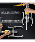 Heavy Duty 3 Jaw Hydraulic Gear Puller Set Built Tough For Dragging Off Worn Bearings And Yanking Stuck Seized Cylinders Up To 20 Ton Capacity in use vertically and horizontally.