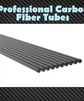 Beefy Carbon Fiber Rod Set 2 Pack 7mm By 400mm Matte Black Solid Round Bar Poles arranged in a row