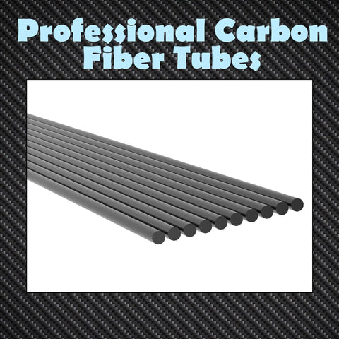 Beefy Carbon Fiber Rod Set 2 Pack 7mm By 400mm Matte Black Solid Round Bar Poles arranged in a row