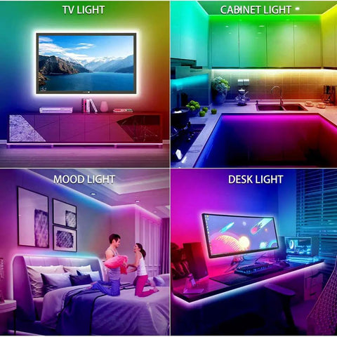 Ultimate USB Powered RGB 5050 LED TV Backlight Strip Kit For 46 To 65 Inch Televisions used in diverse lighting setups