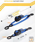 Retractable Ratchet Straps For Boats And Jetskis Two Pack Dockside Ready One Inch Wide By Two And A Half Feet Long Heavy Duty