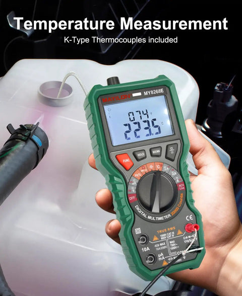 Digital Multimeter With Capacitor Tester For DIYers, TRMS, 20000 Counts, Auto Range in temperature measurement mode