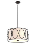 Gold 3 Light LED Pendant Light With White Linen Drum Shade Modern Hanging Chandelier For Dining Room And Kitchen Island Zoom