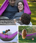 Family enjoying All In One Camping Hammock With Mosquito Net Rain Fly Tarp And Straps Storage Bag Portable Nylon Parachute Hammock