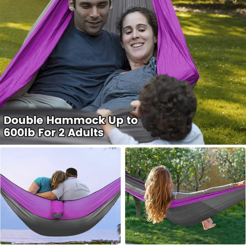 Family enjoying All In One Camping Hammock With Mosquito Net Rain Fly Tarp And Straps Storage Bag Portable Nylon Parachute Hammock