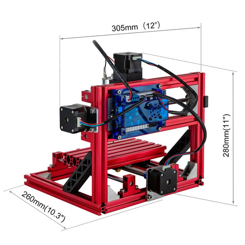 Red CNC Router Kit With Easy Assembly Aluminum Profile Frame GRBL Control Let You Carve Plastic Acrylic PCB PVC Wood Plexiglass