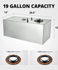 19 Gallon Aluminum Fuel Cell With Level Sender For Street Drift Cars, 8AN Inlet And Outlet, Silver Finish, dimensions shown