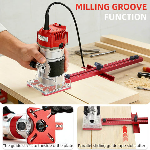 All In One Router Jig And Circle Cutting Guide For Woodworking 4 In 1 Milling Groove Bracket with adjustable guide setup