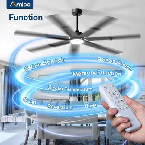 66 Inch Black Ceiling Fan With Lights And Remote 6 Speed Reversible DC Motor 3 CCT Dimmable Quiet With Timer Energy Efficient Modern Ceiling Fan For Living Room And Outdoor Use, with remote control