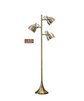 Caprice LED Floor Lamp In Antique Satin Brass With Three 360 Degree View LED Bulbs Dope Bright 3000 Lumens Replaces 225W Modern Home Lighting For Living Room And Office Big Energy Saver