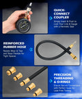 8-Piece Gas Engine Cylinder Pressure Test Kit With 300 PSI Dual Gauge, All-In-One Compression Tester Set For Cars And Small Engines, Includes Adapters, Connectors, And Flexible Extension Hose with gauge, hose, and brass fittings