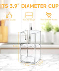 Two Tier Upright Cup And Condiment Organizer With Two Compartment Clear Acrylic Cup Dispenser on countertop