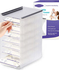 Breastmilk Storage Organizer Freezer Tower With Quick Freeze Tray And Fifo System For New Moms with bags inside for easy access.