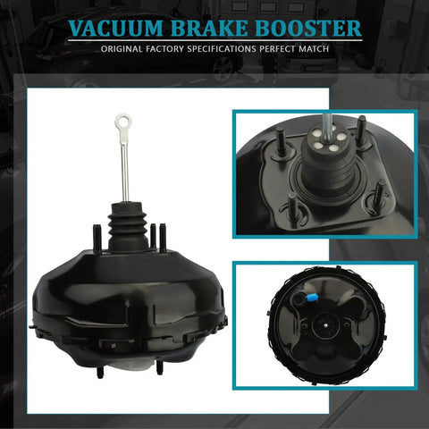 Vacuum Power Brake Booster For 1997 To 2000 Chevy C1500 C2500 K1500 K2500 Gmc Sierra C1500 C2500 Cadillac Escalade viewed from top and side.