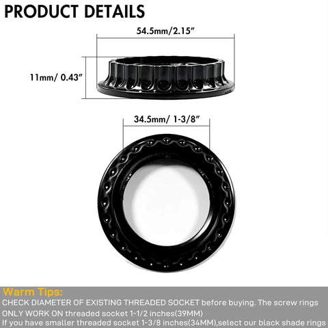 Grab This 4 Pack Lamp Shade Retaining Rings For Your Home Glow Up, E26 holders, 54.5mm diameter, black plastic, secure fit.