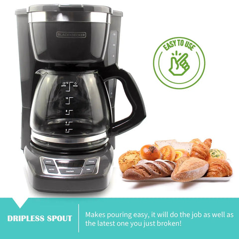 14 Cup Replacement Carafe Compatible With Black And Decker Coffee Maker CM1160B CM1160W, shown attached to coffee machine.