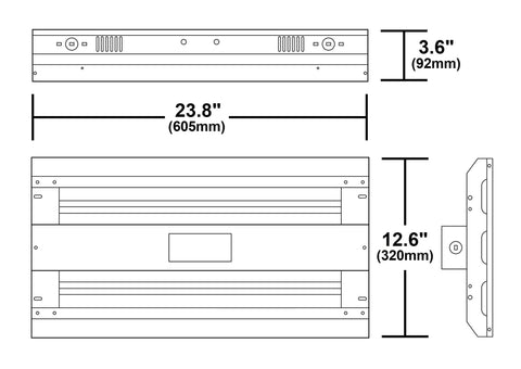 Diagram of LED High Bay Light Fixture 160W 21,132 Lumens 4000K Daylight White DLC Premium with measurements