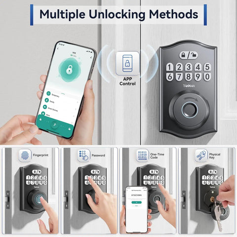 AI Fingerprint Door Lock With Built-In WiFi And Keyless Entry For Front Door, Smart Home Ready With App Control and keypad codes