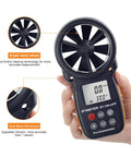 BT100APP Wireless Bluetooth Anemometer Handheld Wind Speed Meter With Temperature Wind Chill And Air Velocity Readings In Five Units Meters Per Second Kilometers Per Hour Feet Per Minute Knots Miles Per Hour And Battery Power Display For On The Go 8-leaf wheel