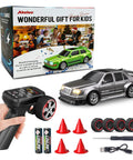 1 To 43 Scale Mini RC Drift Car With Gyro And 4WD Full Proportional Control shown with remote, cones, batteries, and extras