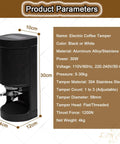 Solid Build Quality Automatic 58mm Electric Coffee Tamper For Espresso Machines, showing detailed product specifications and dimensions.