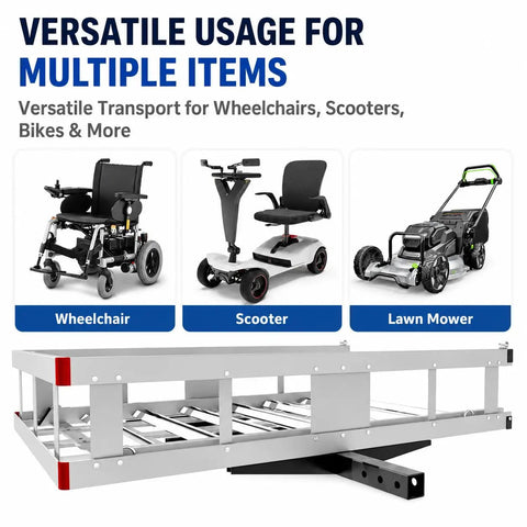 Beast Mode 1300Lbs Hitch Cargo Carrier With Ramp For Trucks And SUVs, versatile usage for wheelchairs, scooters, lawn mowers