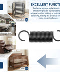 Beefy Heavy Duty Two Point Five Inch Short Hook Recliner Springs For Couch And Sectional Repair No Fuss Furniture Fix Fast Swap Replacement Coils Two Pack Reliable Steel Build close-up with reclining chair and folding bed.