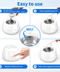 Step-by-step use of Ultrasonic Retainer Cleaner Pod With 48kHz Deep Cleaning, 200ML capacity, showing water fill and appliance placement.