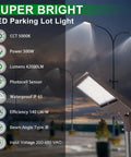 Ultra Bright 480V 300W LED Parking Lot Light for Outdoor Commercial Areas with 42000 Lumens IP65 Waterproof Shoebox