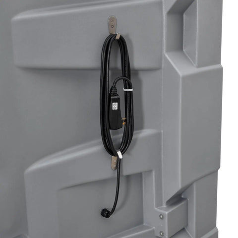 Power cord neatly organized on the back of the 48 Inch Diameter Portable Evaporative Cooler With Direct Drive Motor.
