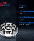 Beefed Up Front Wheel Bearing And Hub Assembly For 2004 To 2008 Chevy Colorado And 2004 To 2008 GMC Canyon RWD With 6 Lug And ABS Front Wheel Hub Kit 2 Pack OEM Grade Replacement For A Smooth Quiet Ride front view