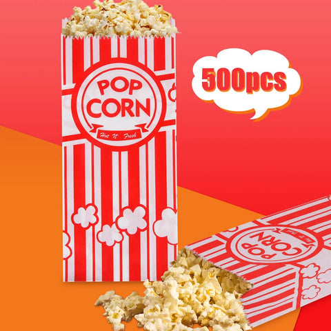 Heavy Duty Paper Popcorn Bags 1 Oz Individual Servings 500 Pack For Popcorn Machines Small Mini Bags For Carnival Parties